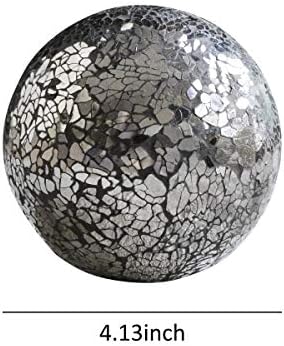 כלי בית שלמים | כדורים דקורטיביים | סט של 3 כדורי פסיפס זכוכית לקערות | 4 קוטר | מרכז שולחן |